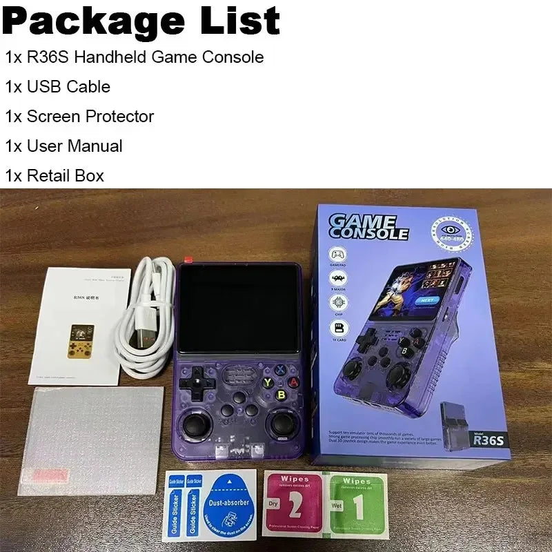 Console de Jeu Portable R36S avec Plus de 20000 Jeux, Émulateurs Rétro 64/128 Go, Écran IPS 3,5 Pouces – Vente en Gros