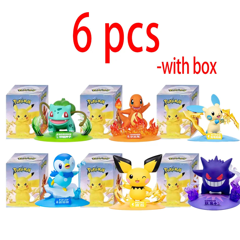 12 poupées d'action Pok é mon Pikachu, boîte aveugle, modèles Anime, décorations de bureau, jouets Pok é mon, cadeaux d'anniversaire pour enfants