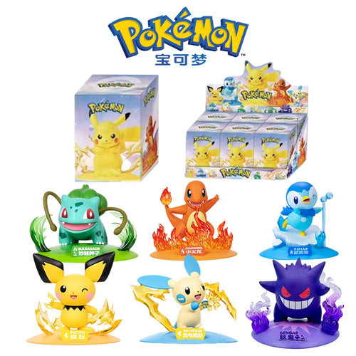 12 poupées d'action Pok é mon Pikachu, boîte aveugle, modèles Anime, décorations de bureau, jouets Pok é mon, cadeaux d'anniversaire pour enfants